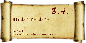 Biró Artúr névjegykártya